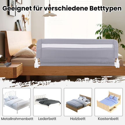 Faltbares Kleinkinder-Bettgitter, 120 cm, Grau, waschbarer Bezug