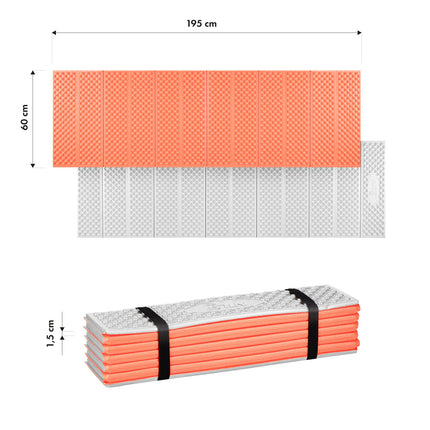 Tapis de voyage pliable, bord en aluminium, 195 cm, orange