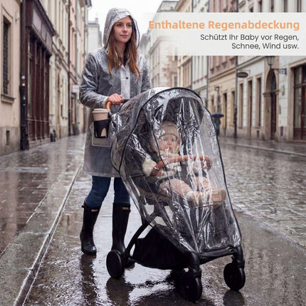 Faltbarer Reisebuggy mit Regenschutz, verstellbare Rückenlehne