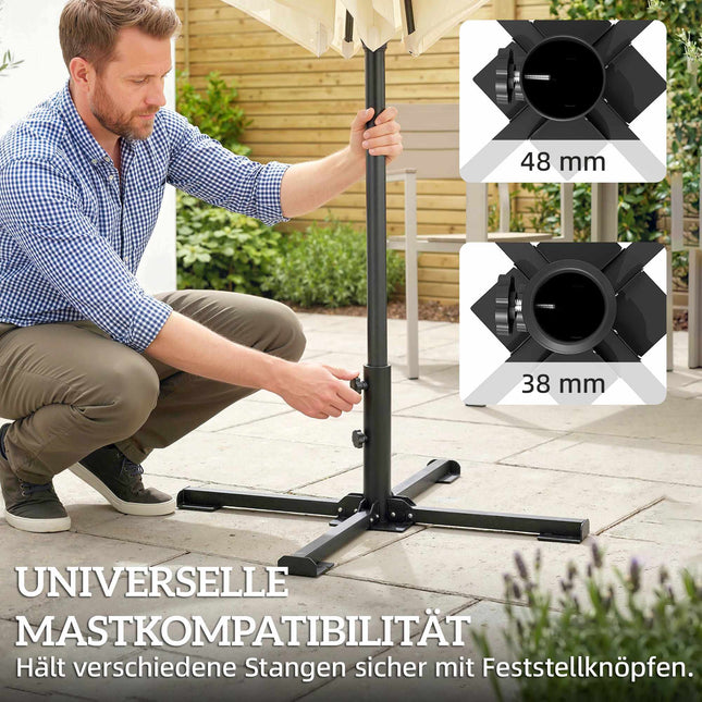 Pied de parasol pliable, compatible avec les mâts de 38/48 mm, gris foncé
