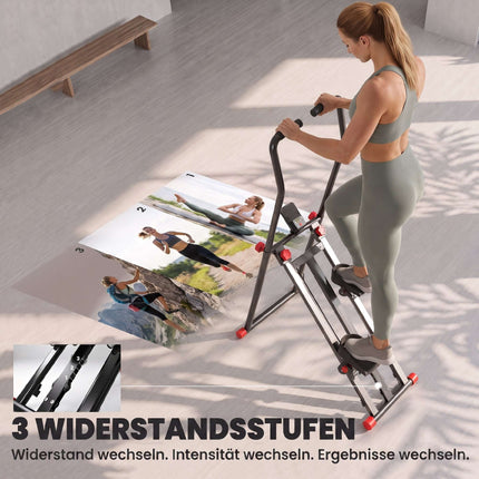 Appareil d'escalade vertical pliable avec 3 niveaux de résistance et écran LCD