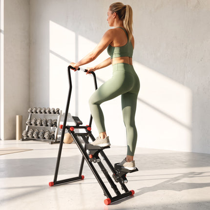 Appareil d'escalade vertical pliable avec 3 niveaux de résistance et écran LCD