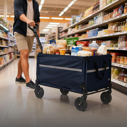 Chariot pliable avec hayon arrière - Grande capacité, étanche