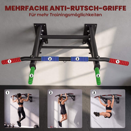 Barre de traction murale pliable, poignées en mousse antidérapantes, noire