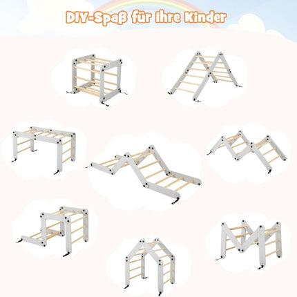 Faltbares Kletterspielzeug aus Holz mit verstellbarer und umkehrbarer Rampe Montessori-Kletterset Grau