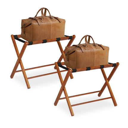 Porte-bagages pliable en bois, lot de 2
