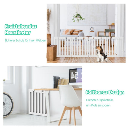 Barrière pliable en bois pour animaux de compagnie, 60 cm de haut, blanche