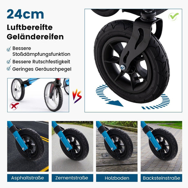 Déambulateur pliable et léger avec siège en aluminium jusqu'à 136 kg, déambulateur de voyage bleu