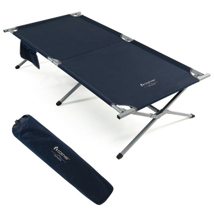 Lit de camp pliable XXL 214,5 x 106 cm lit de camping avec poche latérale