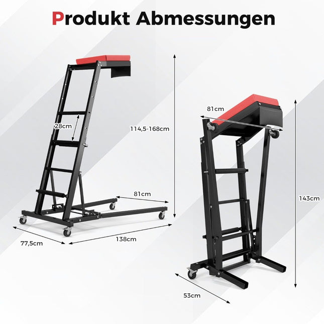 Ascenseur de voiture pliable avec hauteur réglable de 114,5 à 168 cm et élévateur de moteur automobile à angle à 3 vitesses