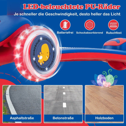 Trottinette pliable pour enfants avec roues PU LED et frein arrière, trottinette réglable en hauteur, bleu