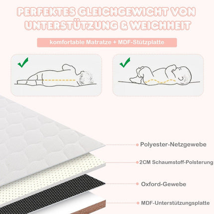 Lit cododo pliable avec 4 hauteurs réglables, pieds rétractables et sac de transport