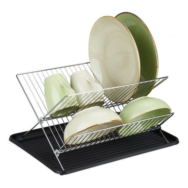 Égouttoir à vaisselle pliable avec bac d'égouttage