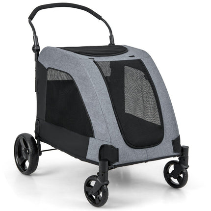 Faltbarer Haustier-Buggy mit Vordertür, Dachfenster und verstellbarem Griff. Belastbar bis 60 kg