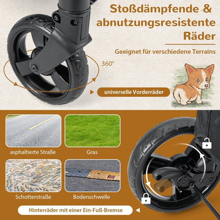 Faltbarer Haustier-Buggy mit Vordertür, Dachfenster und verstellbarem Griff. Belastbar bis 60 kg