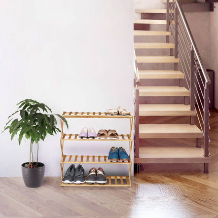 Étagère à chaussures pliable en bambou