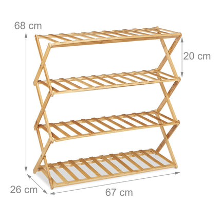Étagère à chaussures pliable en bambou