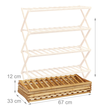 Étagère à chaussures pliable en bambou