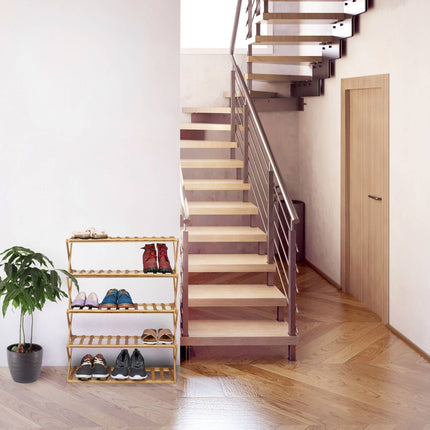Étagère à chaussures pliable en bambou
