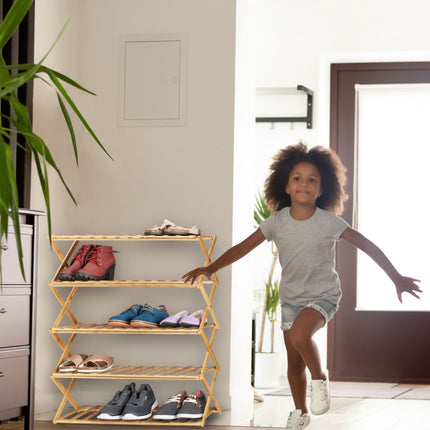 Étagère à chaussures pliable en bambou
