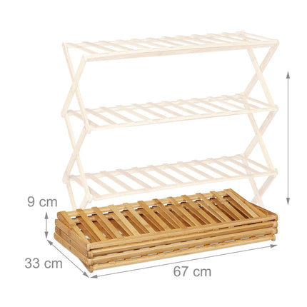 Étagère à chaussures pliable en bambou