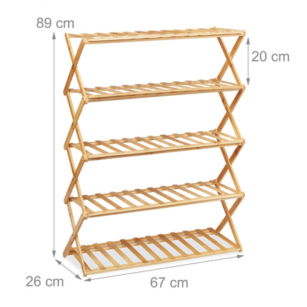 Étagère à chaussures pliable en bambou