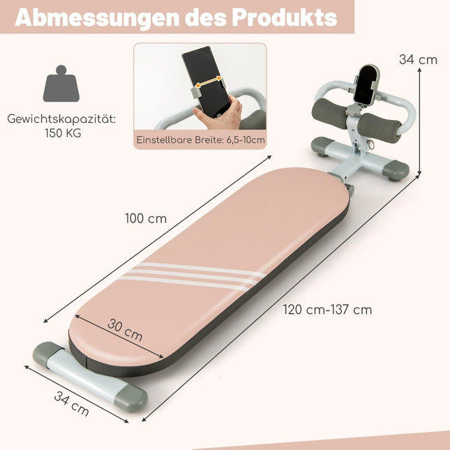Banc de musculation pliable avec 3 angles réglables et support pour téléphone portable. Banc de musculation rose.