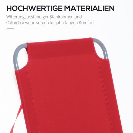 Rote klappbare Sonnenliege, verstellbare Rückenlehne aus Metall