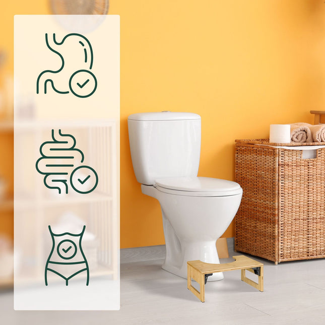 Tabouret de toilette pliable en bambou