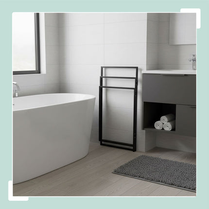 Porte-serviettes pliable à 3 bras en fer - Gain de place, autoportant