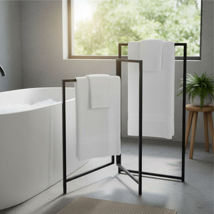 Porte-serviettes pliable à 3 bras en fer - Gain de place, autoportant