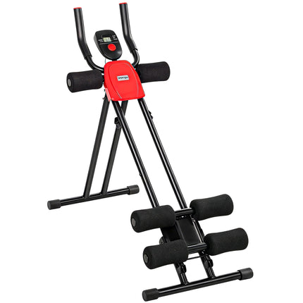 Appareil de musculation abdominale pliable avec écran LCD, acier, rouge, capacité de 120 kg
