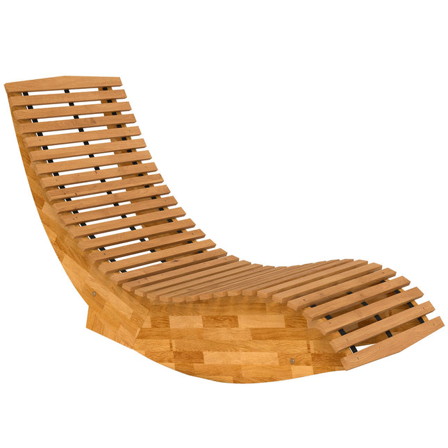Chaise longue pliante en bois d'acacia, design ergonomique en forme de S