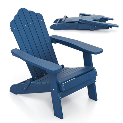 Chaise Adirondack pliante, HIPS résistante aux intempéries, bleu marine