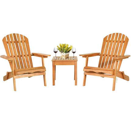 Ensemble de chaises pliantes Adirondack avec table, bois d'eucalyptus