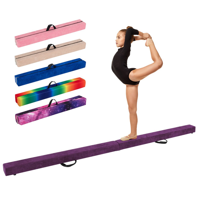 Poutre d'équilibre pliable, 2,4 m, base en bois, dessous antidérapant