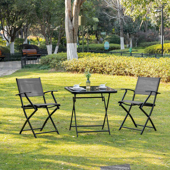 Balkon-Klappset – 2 Stühle & Tisch, Metallgitter