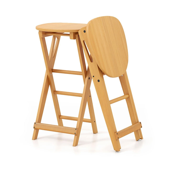 Tabourets de bar pliables en bambou, lot de 2, hauteur d'assise 61 cm