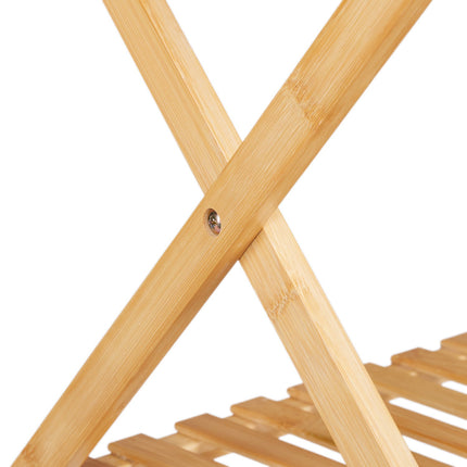 Étagère à chaussures pliable en bambou - 4 niveaux, design compact