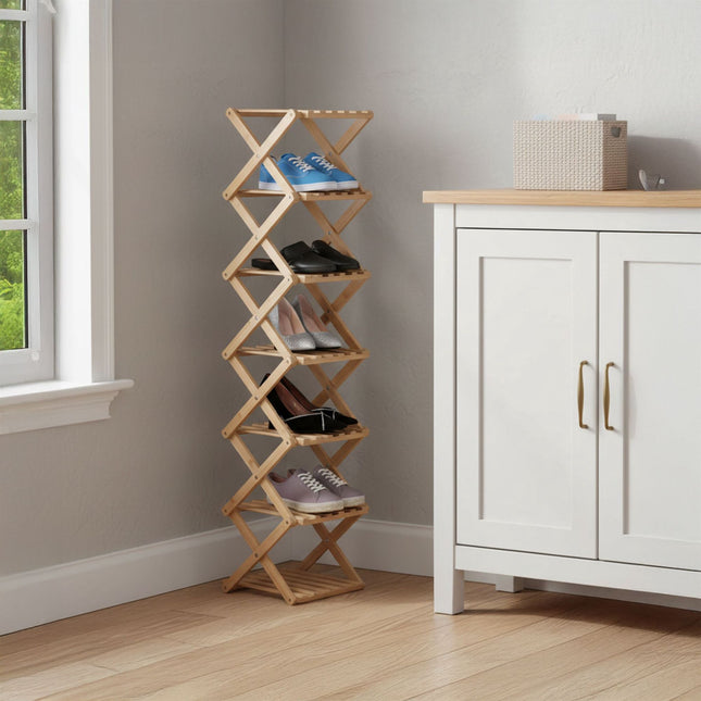 Faltbares Bambus-Schuhregal – platzsparend, vertikales Design