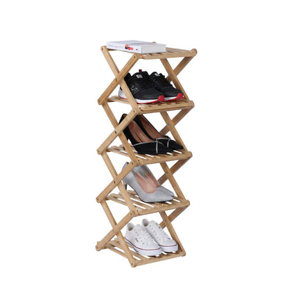Étagère à chaussures pliable en bambou - Design vertical et peu encombrant