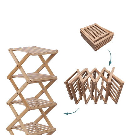 Étagère à chaussures pliable en bambou - Design vertical et peu encombrant