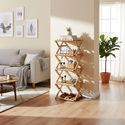 Étagère à chaussures pliable en bambou - Design vertical et peu encombrant