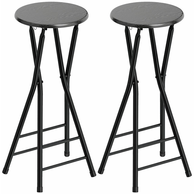Klappbare Barhocker, Stahl & MDF, 2er-Set, Schwarz
