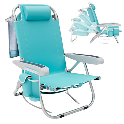Folding Beach Chair, 5-Position Recline, 150 kg