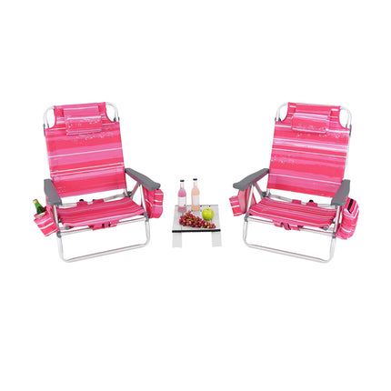 Strandstuhl-Set, 2 Stühle, Tisch, 5-fach verstellbare Rückenlehne