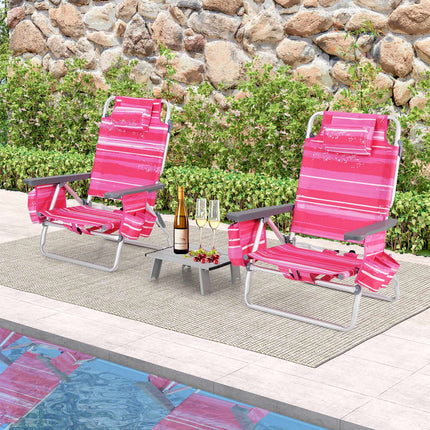 Strandstuhl-Set, 2 Stühle, Tisch, 5-fach verstellbare Rückenlehne