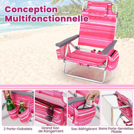 Strandstuhl-Set, 2 Stühle, Tisch, 5-fach verstellbare Rückenlehne