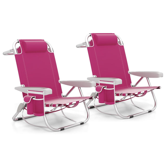 Klappbarer Strandstuhl, verstellbare Rückenlehne, Pink