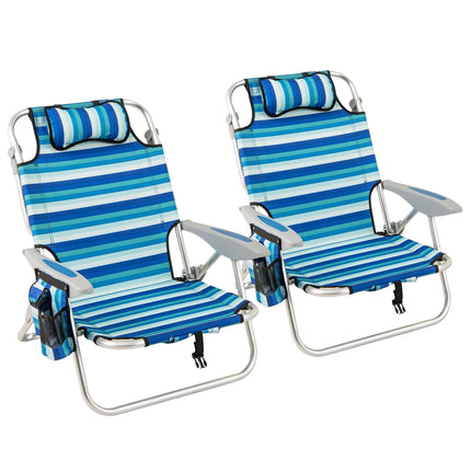 Klappbares Strandstuhl-Set mit verstellbarer Rückenlehne & Kühltasche